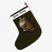 メインクーンの猫の肖像画 ラージクリスマスストッキング (裏面 (吊り時))