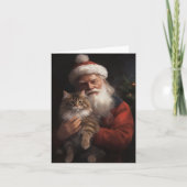 メインクーンウィズサンタクロースフェスティバルクリスマス カード (正面)