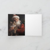 メインクーンウィズサンタクロースフェスティバルクリスマス カード (内部)