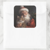 メインクーンウィズサンタクロースフェスティバルクリスマス スクエアシール (バッグ)