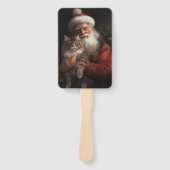 メインクーンウィズサンタクロースフェスティバルクリスマス ハンドファン (正面)