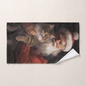 メインクーンウィズサンタクロースフェスティバルクリスマス バスタオルセット (ハンドタオル)