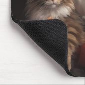 メインクーンウィズサンタクロースフェスティバルクリスマス マウスパッド (コーナー)