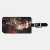 メインクーンウィズサンタクロースフェスティバルクリスマス ラゲッジタグ (正面横)