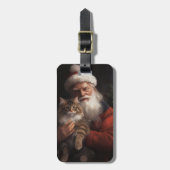 メインクーンウィズサンタクロースフェスティバルクリスマス ラゲッジタグ (正面縦)