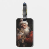 メインクーンウィズサンタクロースフェスティバルクリスマス ラゲッジタグ (裏面縦)