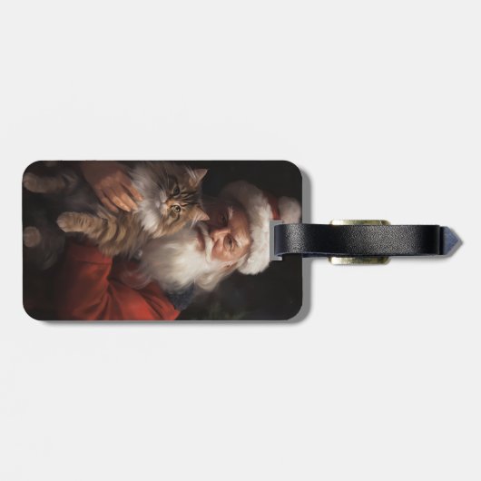 メインクーンウィズサンタクロースフェスティバルクリスマス ラゲッジタグ (裏面横)