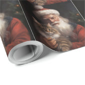 メインクーンウィズサンタクロースフェスティバルクリスマス ラッピングペーパー (ロールコーナー)