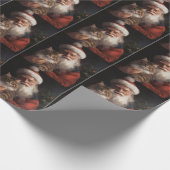 メインクーンウィズサンタクロースフェスティバルクリスマス ラッピングペーパー (角)