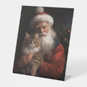 メインクーンウィズサンタクロースフェスティバルクリスマス 台座サイン (正面)