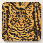 メインクーンキッテンキャットヒョウ柄タイガー迷彩柄 コースター (正面)