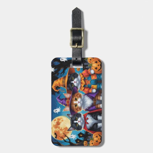 メインクーンキャッツカボンプキンハロウィンおもしろい ラゲッジタグ (正面縦)