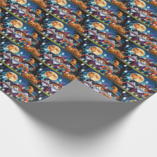 メインクーンキャッツカボンプキンハロウィンおもしろい ラッピングペーパー (角)