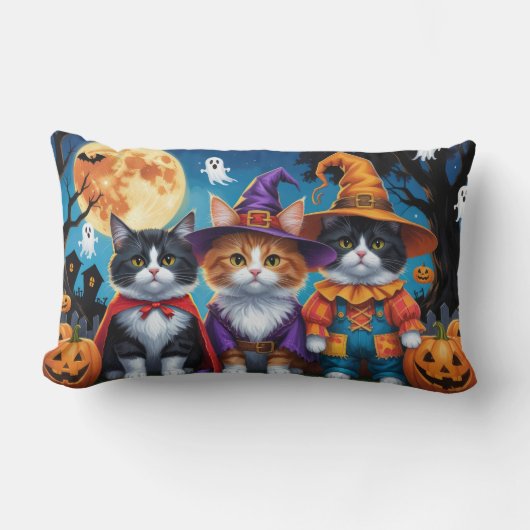 メインクーンキャッツカボンプキンハロウィンおもしろい ランバークッション (正面)