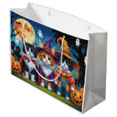 メインクーンキャッツカボンプキンハロウィンおもしろい ラージペーパーバッグ (裏面アングル)