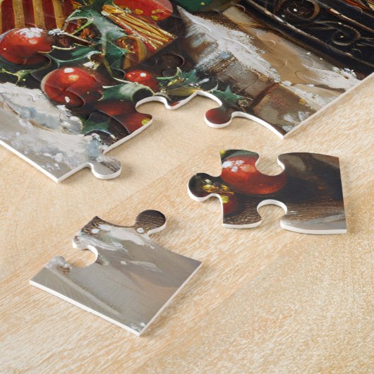 メインクーンキャットクリスマスアート ジグソーパズル (側面)