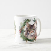 メインクーンキャットクリスマスリースフェスティバルキッテン コーヒーマグカップ (正面右)