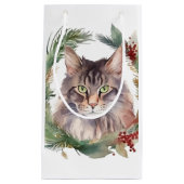 メインクーンキャットクリスマスリースフェスティバルキッテン スモールペーパーバッグ (正面)