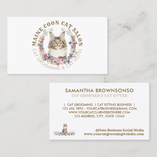 メインクーンキャットグルーミングサロンペットスパ 名刺 (正面/裏面)