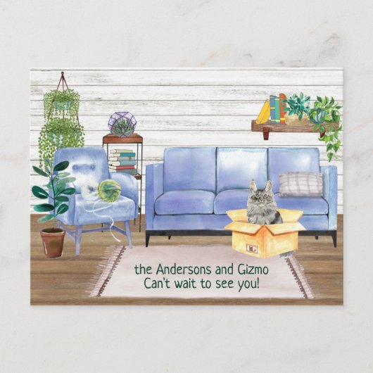 メインクーンキャットコージーニューホームアドレス 案内ポストカード (正面)