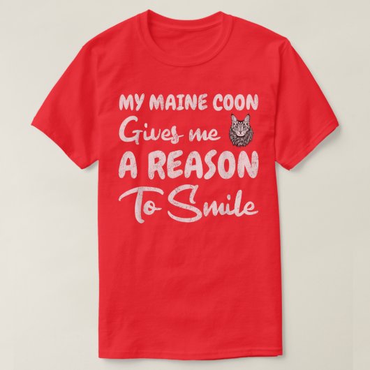 メインクーンキャットスマイル Tシャツ (デザイン正面)