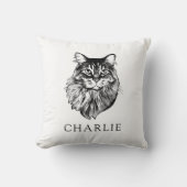 メインクーンキャットパーソナライズされたスケッチ クッション (正面)