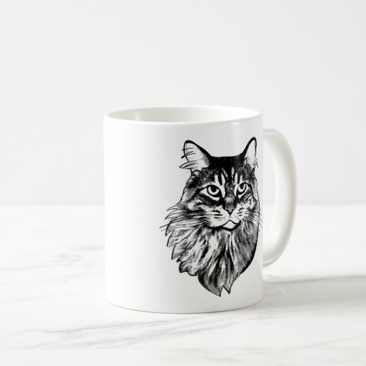 メインクーンキャットパーソナライズされたスケッチ コーヒーマグカップ (正面右)