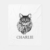 メインクーンキャットパーソナライズされたスケッチ フリースブランケット (正面)