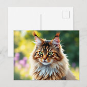 メインクーンキャットフワフワ自然 ポストカード (正面/裏面)