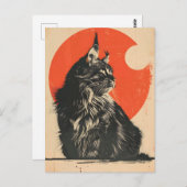 メインクーンキャットヴィンテージアート ポストカード (正面/裏面)