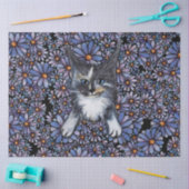 メインクーンリーンカリコキャットパープルデイジー 薄葉紙 (クラフト)