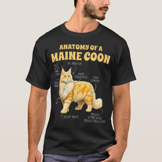 メインクーン好き 猫ママ メインクーン猫ママの構造 Tシャツ (正面)
