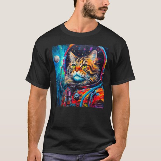 メインクーン猫の宇宙飛行士 Tシャツ (正面)