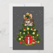 メインクーン 猫 クリスマスツリーライト 猫好き クリスマス 丑い 招待状 (正面)