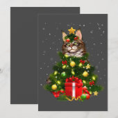 メインクーン 猫 クリスマスツリーライト 猫好き クリスマス 丑い 招待状 (正面/裏面)