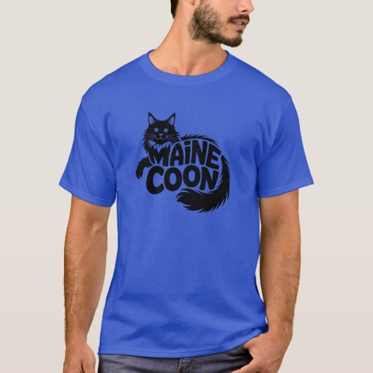 メインクーン 猫 シルエット Tシャツ (正面)