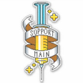 メインゲーマーイエローピクセルアートシリンジをサポート シール (正面)