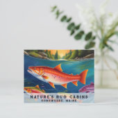 *~*メインサーモン魚スイミングビューティフルアートAP49 シーズンポストカード (スタンド正面)