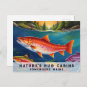 *~*メインサーモン魚スイミングビューティフルアートAP49 シーズンポストカード (正面/裏面)