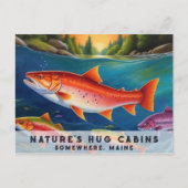 *~*メインサーモン魚スイミングビューティフルアートAP49 シーズンポストカード (正面)