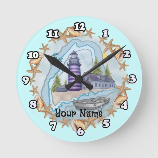 メインシェルズライトハウスクロック ラウンド壁時計 (正面)