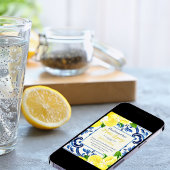 メインシーズブルータイルレモンシトラスブライダルシャワー 招待状