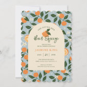 メインスクイズオレンジシトラスブライダルシャワー 招待状 (正面)