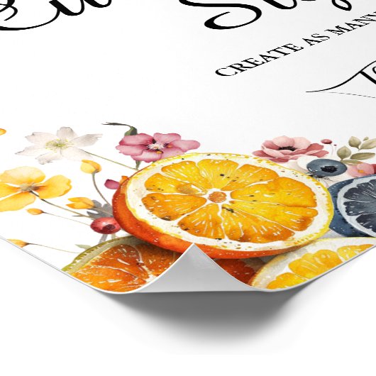 メインスクイズシトラスカスタムブライダルシャワー標識 ポスター (角)