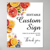 メインスクイズシトラスカスタムブライダルシャワー標識 ポスター (正面)