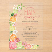メインスクイズシトラスサマーブライダルシャワー アクリル招待状 (正面)