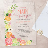 メインスクイズシトラスサマーブライダルシャワー アクリル招待状