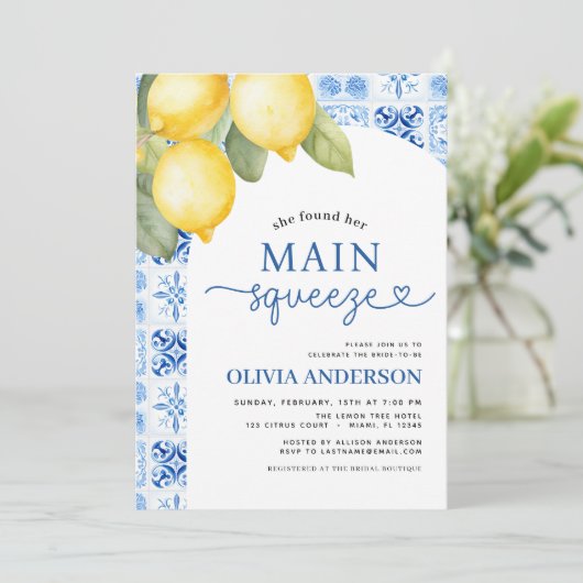 メインスクイズシトラスフォトサマーブライダルシャワー 招待状 (スタンド正面)