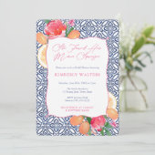 メインスクイズシトラスフラワーズブルーウェディングシャワー 招待状 (スタンド正面)
