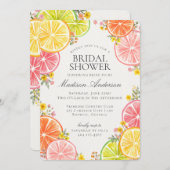 メインスクイズシトラスフローラオレンジブライダルシャワー 招待状 (正面/裏面)